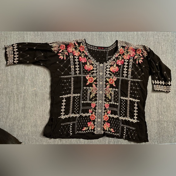 Johnny Was Carnation Embroidered Georgette Blouse - Picture 6 of 16